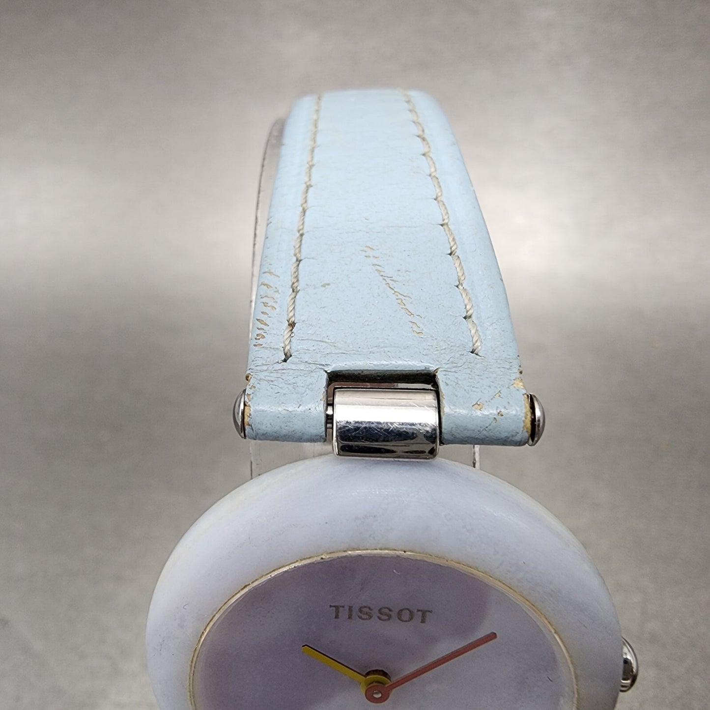 Tissot Rock Watch Women 30mm Blue Stone Dial Stone Case Round R150 New Battery6