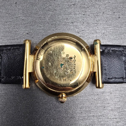 Seiko Watch Men 31mm White Dial Gold Tone Round 43-0170 New Battery Vintage10