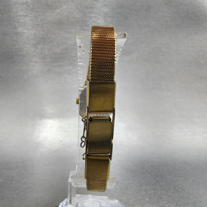 Seiko Watch Women 17mm Black Dial Gold Tone Octagon 4N005139 New Battery B1237