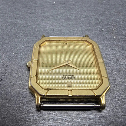 Seiko Tank Watch Men 28mm Champagne Dial Gold Tone Rectangle 9020-5320 PARTS VTG5