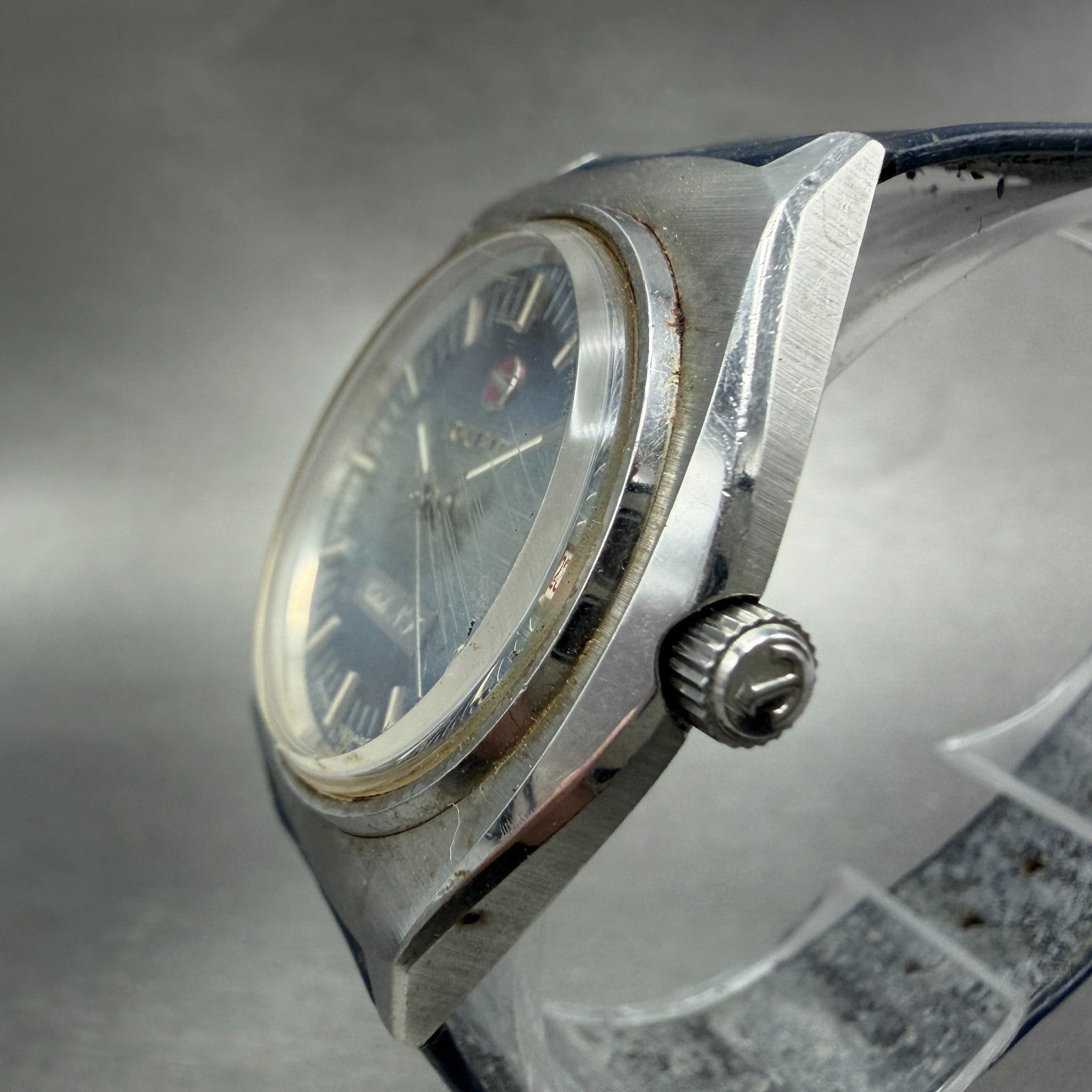 Rado Natale N.F Watch Men 37mm Blue Dial Steel Date Automatic PARTS3