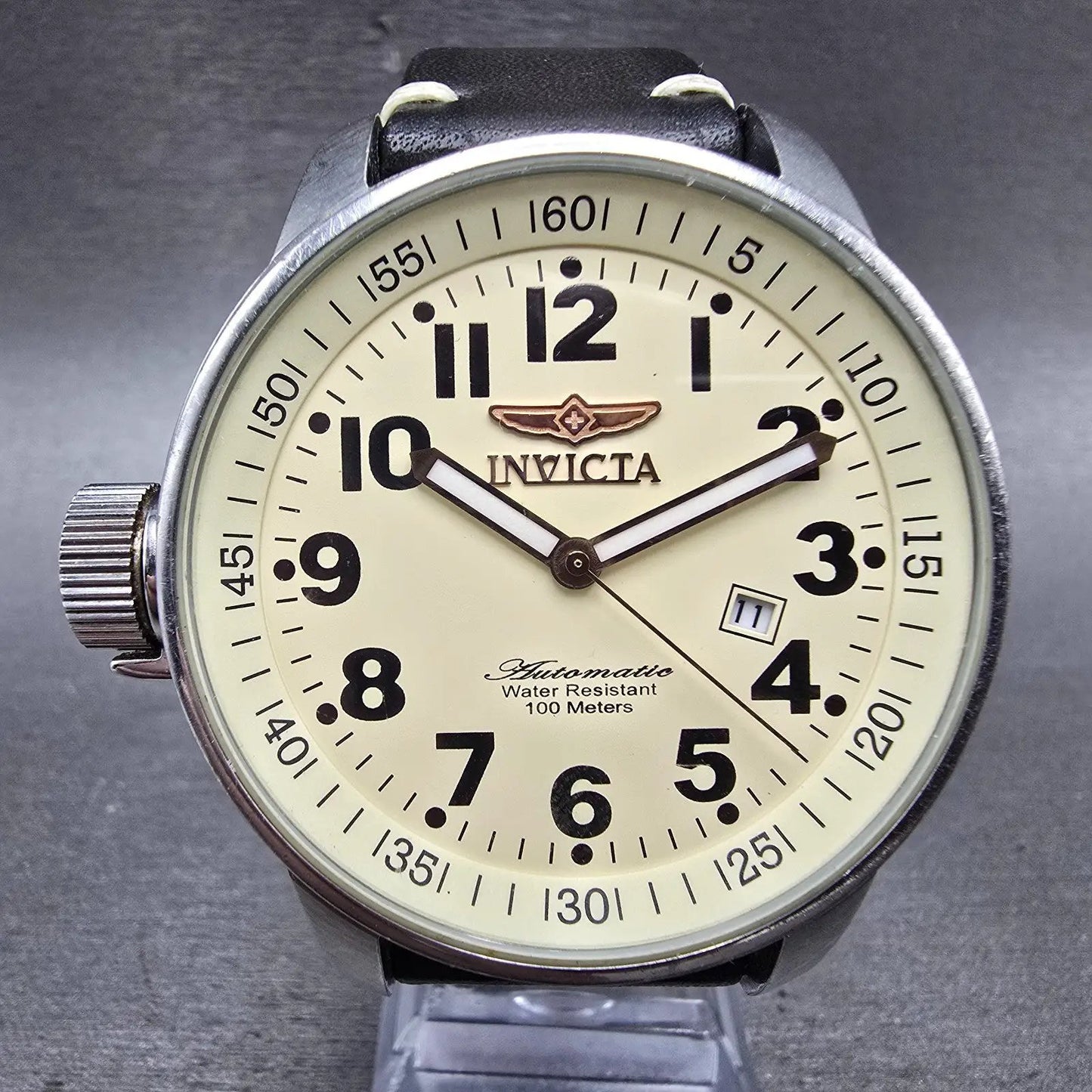 Invicta Force Automatic Watch Men 46mm Cream Dial Steel Date Round 3391 Runs0