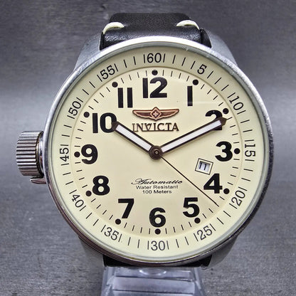 Invicta Force Automatic Watch Men 46mm Cream Dial Steel Date Round 3391 Runs0