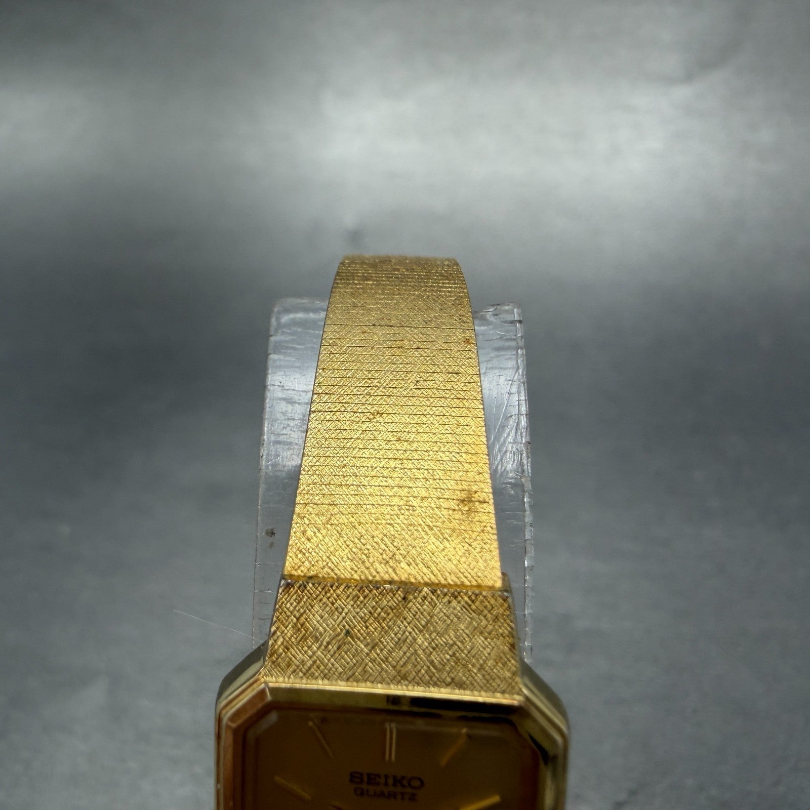 Seiko Tank Watch Women 17mm Champagne Dial Gold Tone 7320-5189 New Battery VTG4