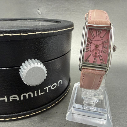 Hamilton Ardmore Watch Women 19mm Pink Dial Steel Rectangle H112110 New Battery0