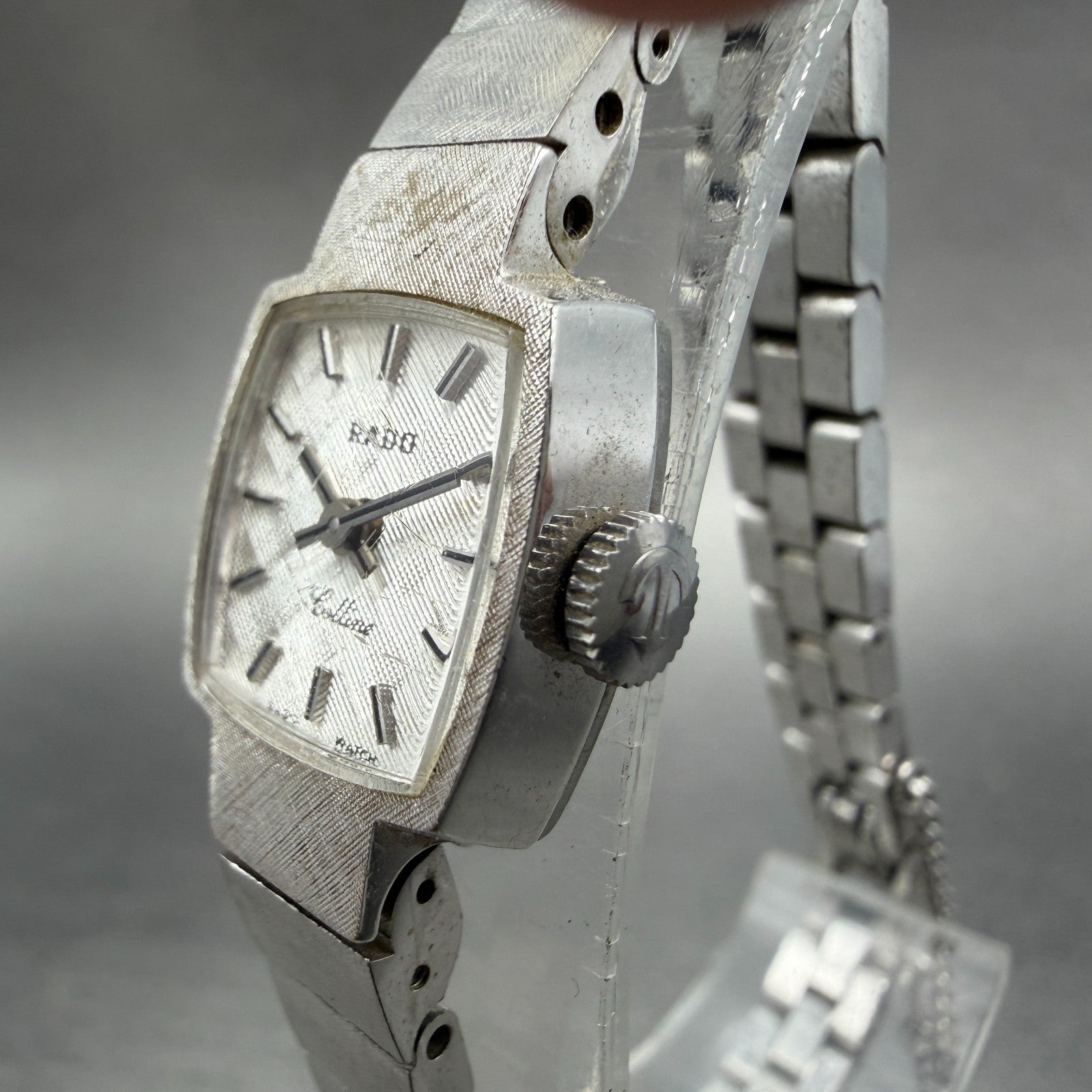 Rado Colline Watch Women 15mm Silver Dial Silver Tone Rectangle Manual Wind PART3