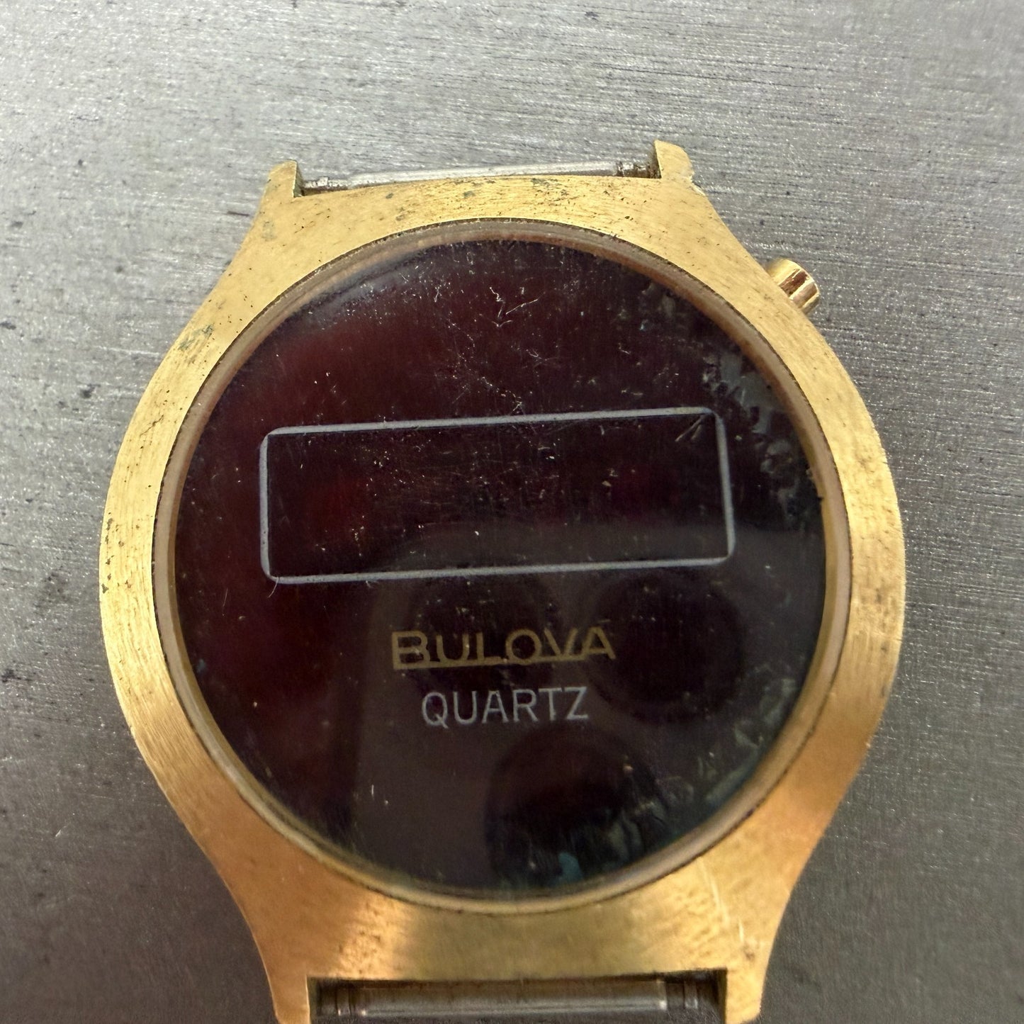 Bulova RED LED Watch Men 36mm Digital Gold Tone N6 PARTS Vintage2