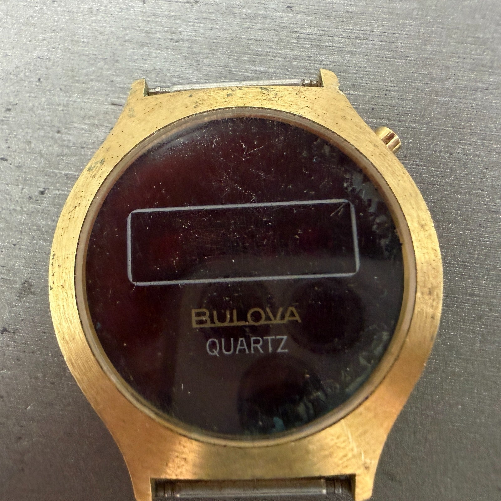 Bulova RED LED Watch Men 36mm Digital Gold Tone N6 PARTS Vintage2
