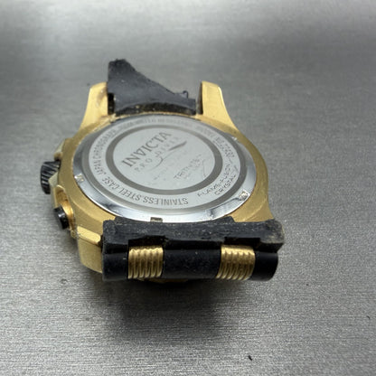 Invicta Pro Diver Chronograph Watch Men 48mm Black Dial Gold Tone Date New Batt10