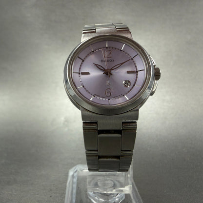 Seiko Lukia Watch Women 28mm Purple Dial Silver Tone Date 7N82-6E00 New Battery5