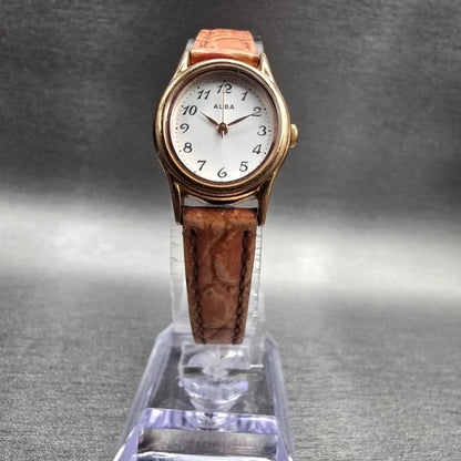 Seiko Alba Watch Women 21mm White Dial Gold Tone Oval VX01-K989 New Battery5