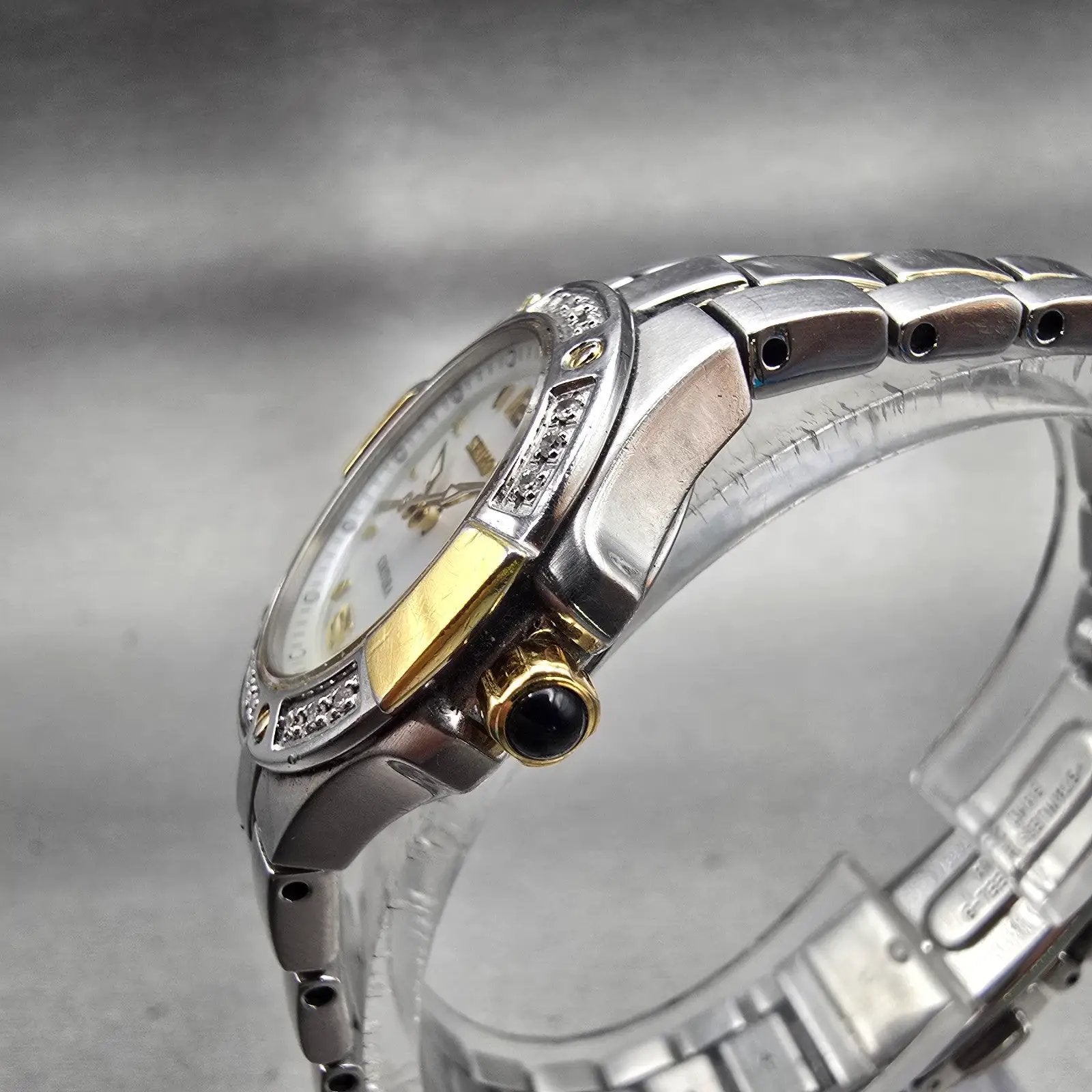 Seiko Coutura Watch Women 26mm MOP Dial Two Tone Date Gemmed 7N82-0CG0 New Batt2