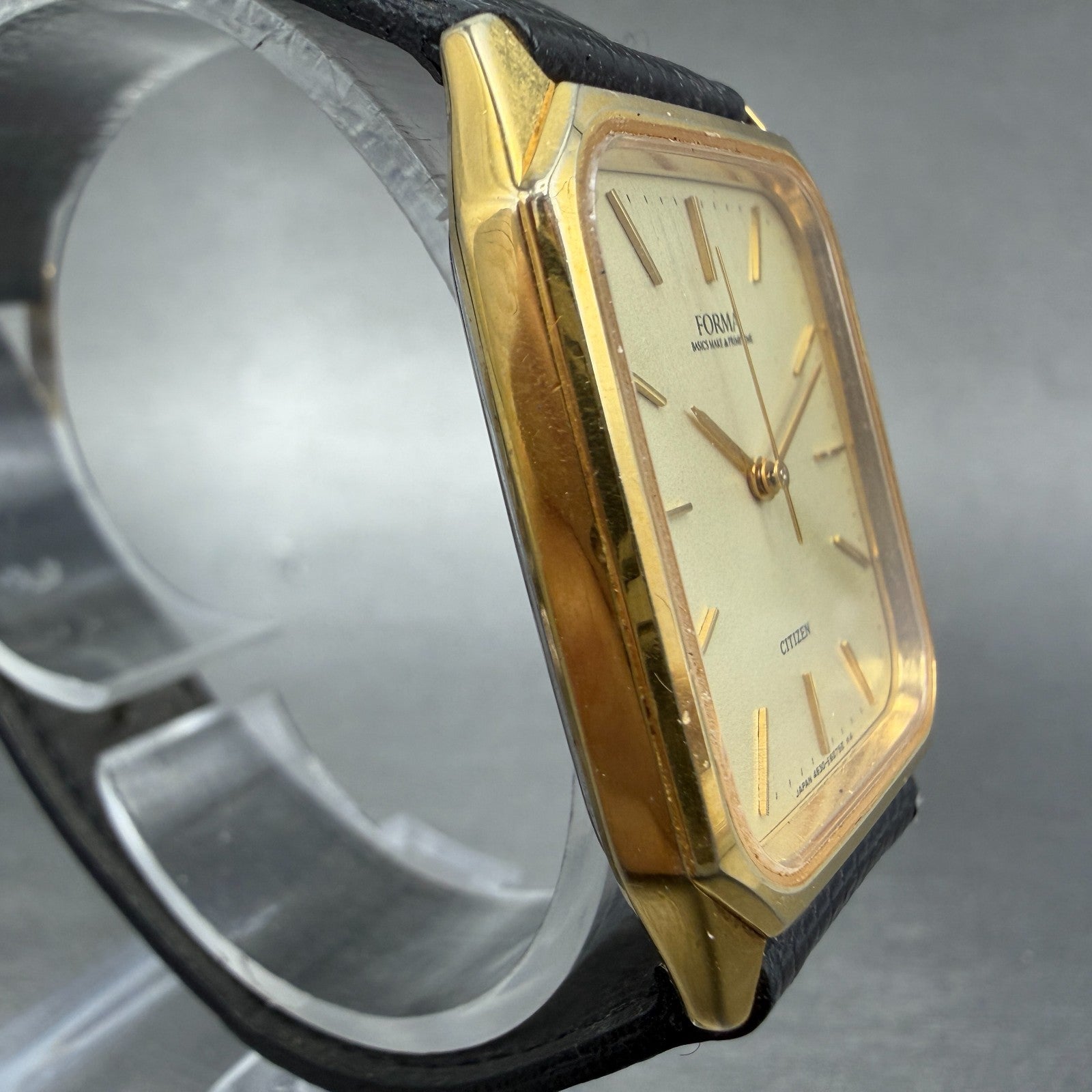 Citizen Forma Tank Watch Men 28mm Champagne Dial Gold Tone 4630-E60663 New Batt3