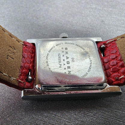 Skagen Tank Watch Women 21mm Mop Dial Silver Tone Rectangle 528SSLP4 New Batt9