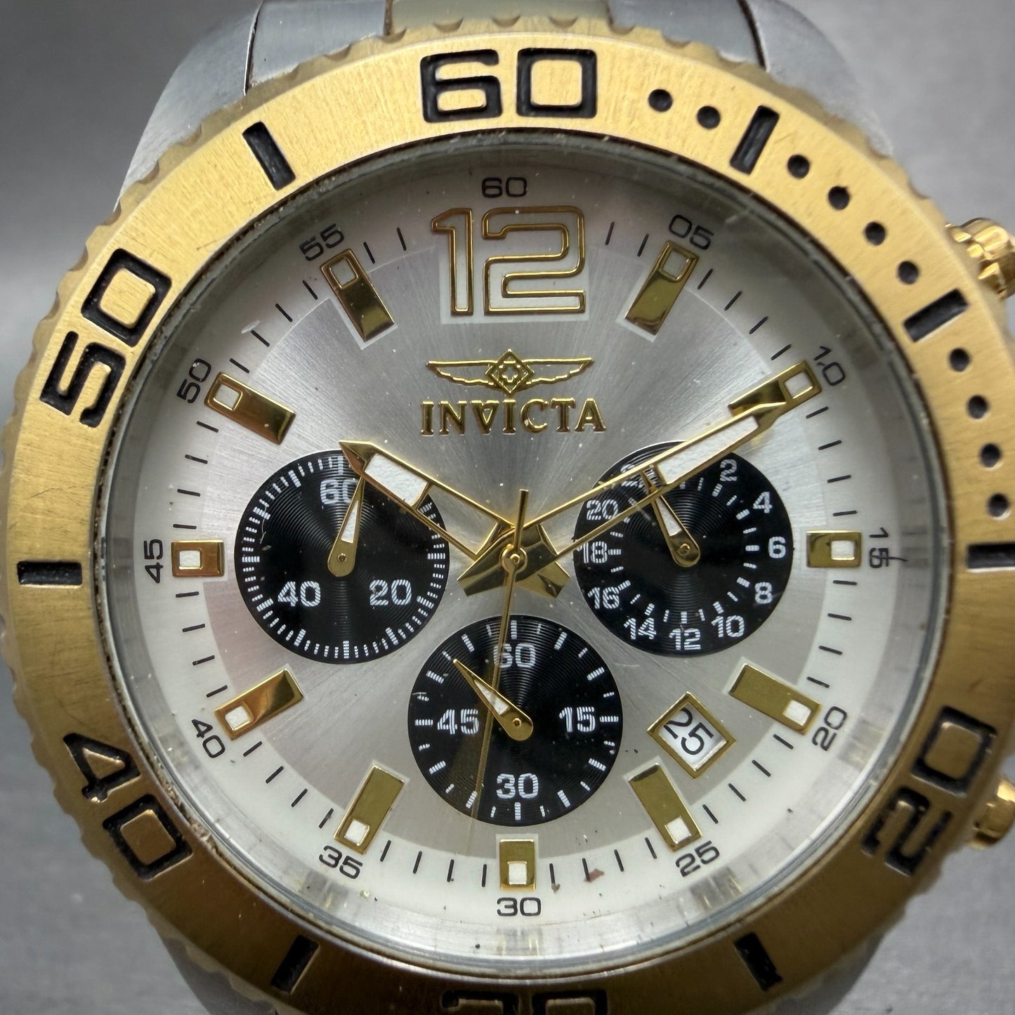 Invicta Pro Diver Chrono Watch Men 45mm Champagne Dial Two Tone 17399 New Batt1