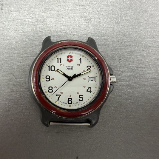 Victorinox Swiss Army Watch Men 39mm White Dial Black Tone Date READ!!! New Batt0