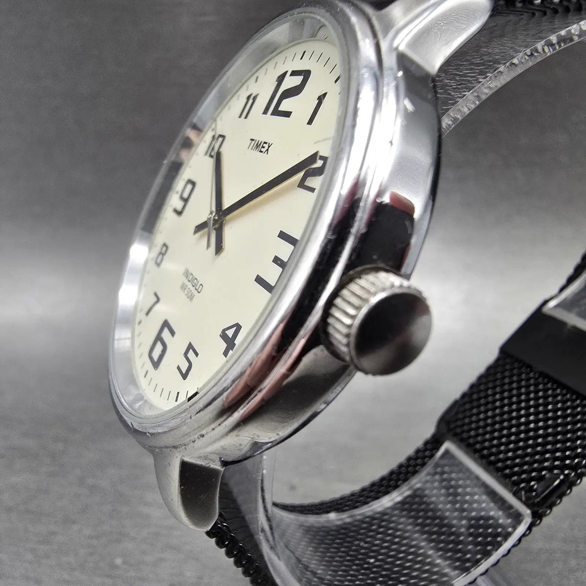 Timex Easy Reader Watch Men 43mm Cream Dial Silver Round New Battery T282012
