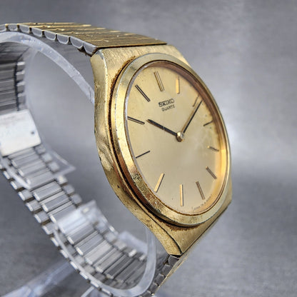 Seiko Watch Men 32mm Gold Dial Gold Tone Round 78006009 New Battery Vintage3