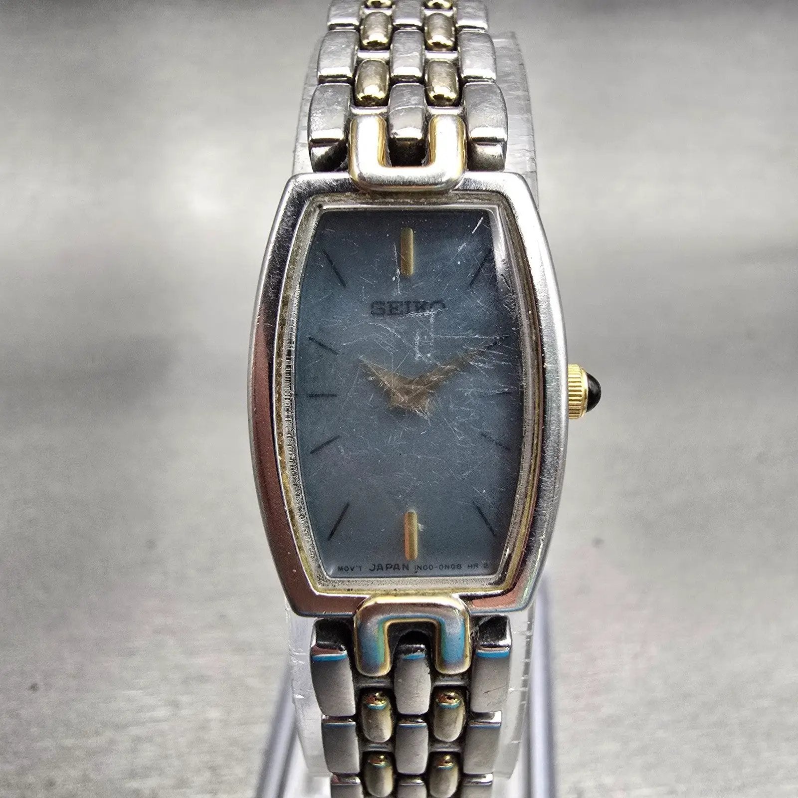 Seiko Watch Women 16mm MOP Dial Silver Tone Oval 1N00-0JL0 New Battery Vintage0