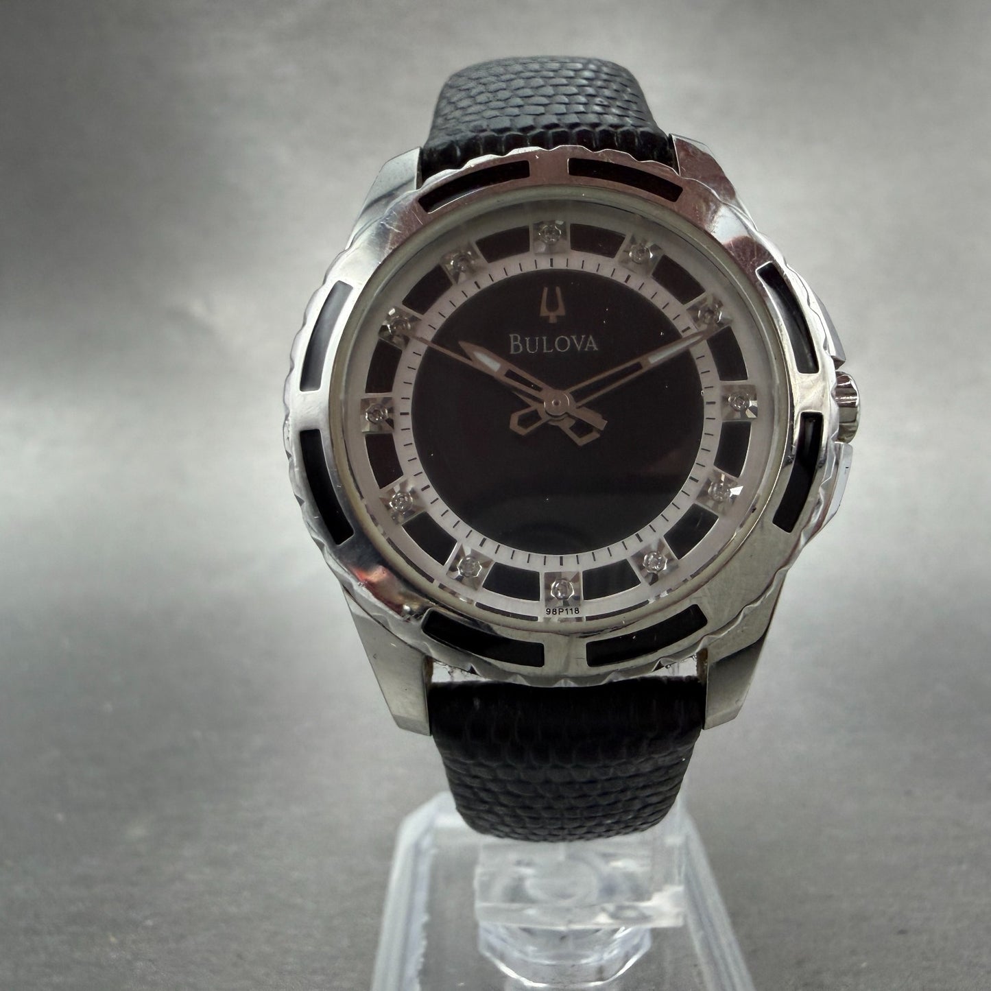Bulova Watch Women 32mm MOP Dial Silver Tone Round Diamond 98P118 New Battery5