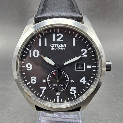 Citizen Eco-Drive Watch Men 43mm Black Dial Silver Date B690-S066387 Runs JP0