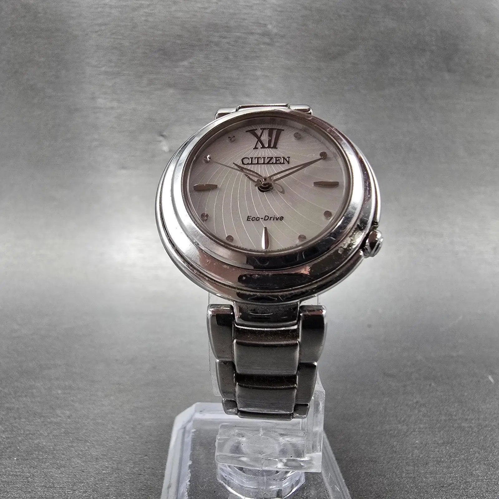Citizen Eco-Drive Sunrise Watch Women 30mm MOP Dial Silver Tone EM0330-55D Runs5