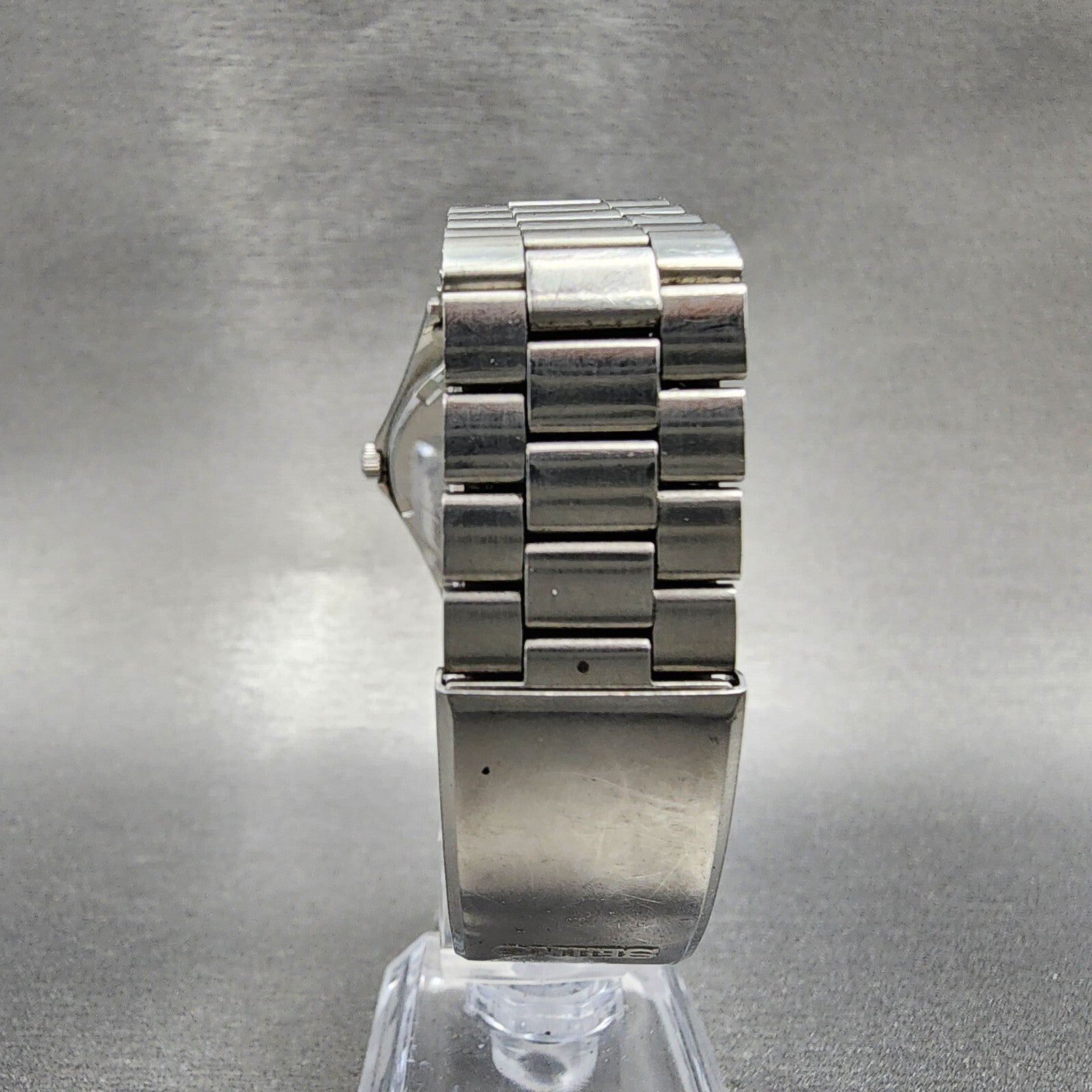 VTG Seiko Chronos Watch Men 33mm White Dial Silver Tone Daydate Round New Batt7