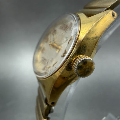 Orient Selene Watch Women White Dial Gold Tone Manual Wind Runs Vintage2