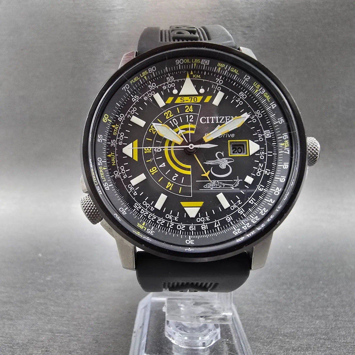 Citizen Promaster Sikorsky Watch Men 42mm Gray Dial Steel Date GMT BJ7004-43H5