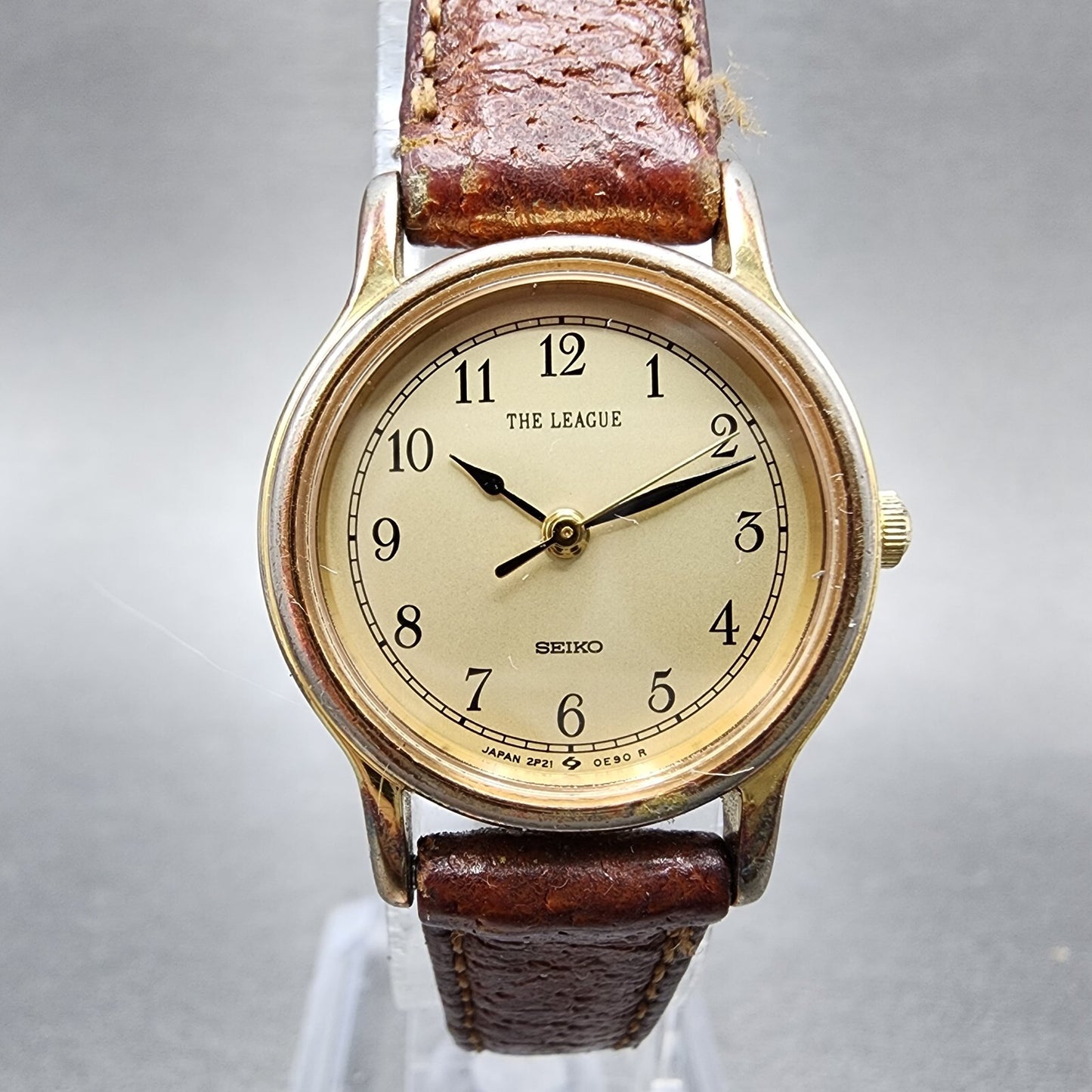 Seiko The League Watch Women 23mm Champagne Dial Gold Dial 2p21-0a90 New Battery