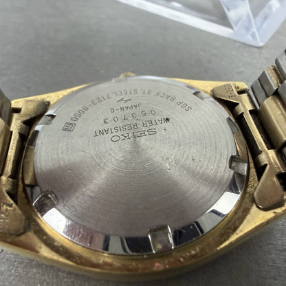 Seiko SQ President Watch Men 36mm Gold Dial Gold Tone Daydate 71238050 New Batt9