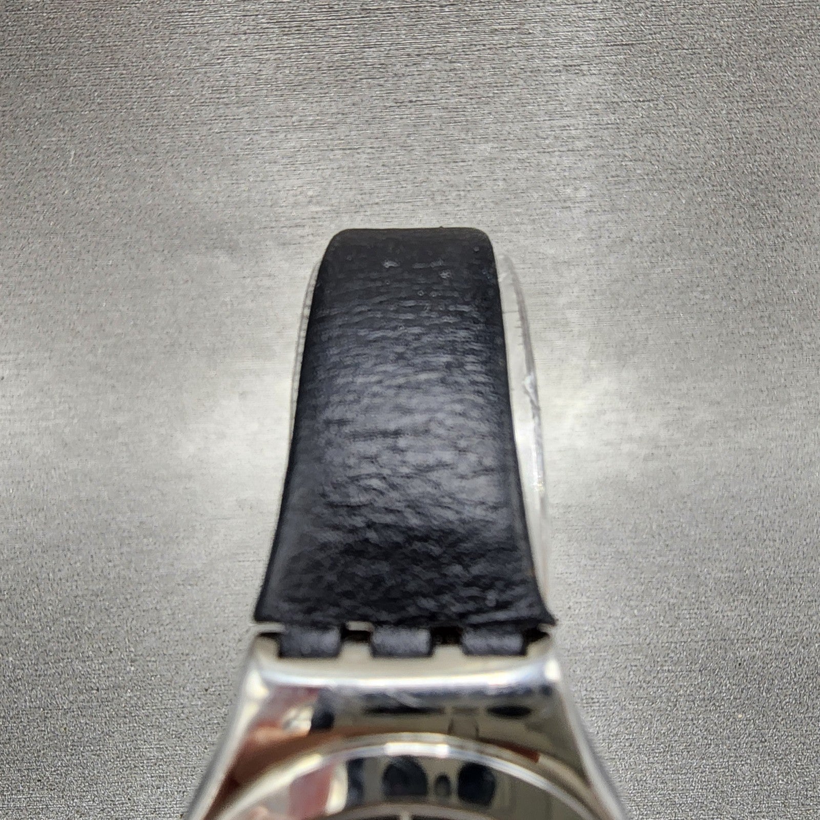 Swatch Irony Watch Women 25mm Black Dial Silver Tone Round New Battery Leather4