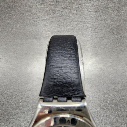 Swatch Irony Watch Women 25mm Black Dial Silver Tone Round New Battery Leather4