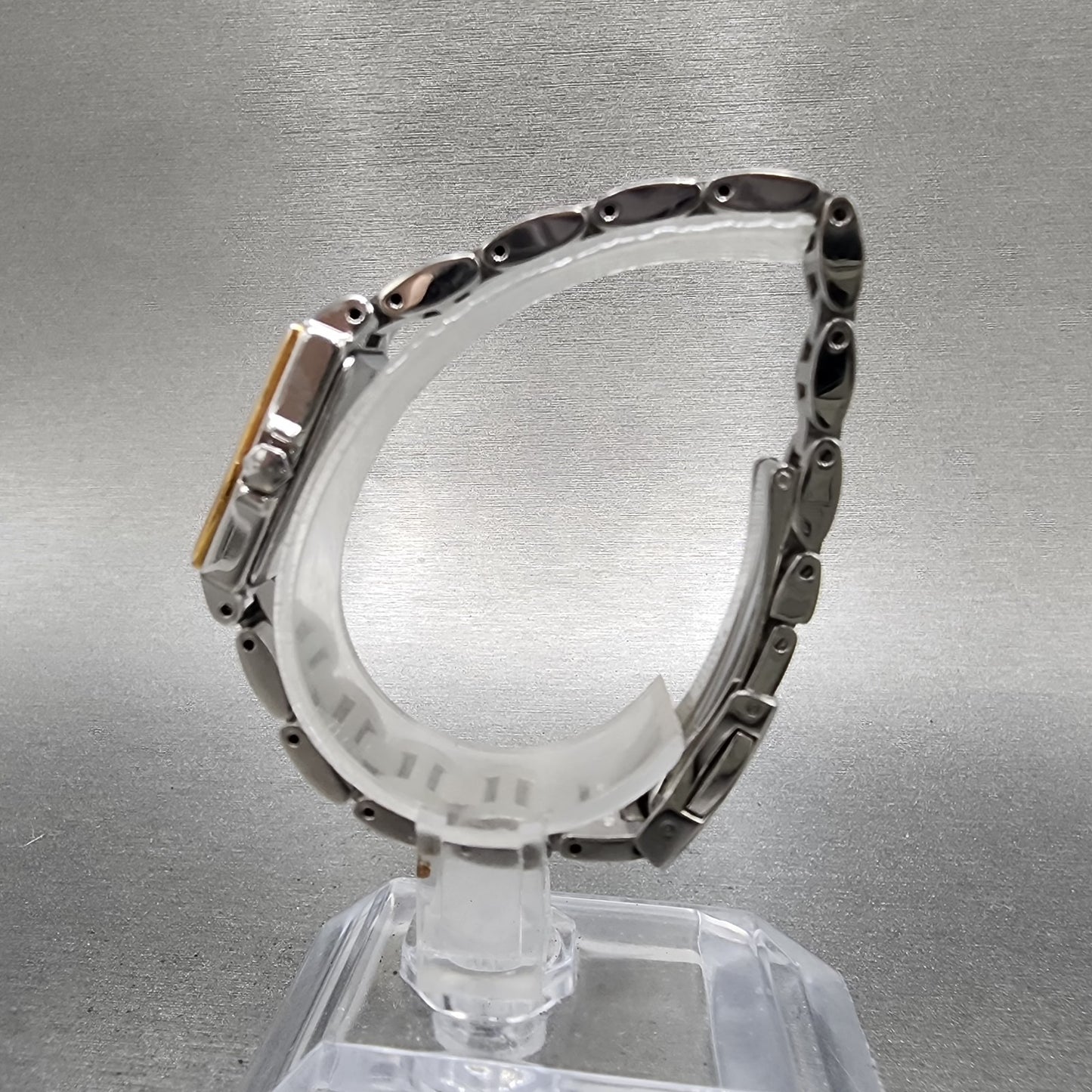 Seiko Solar Tank Watch Women 18mm White Dial Two Tone Rectangle Lukia RunsB6