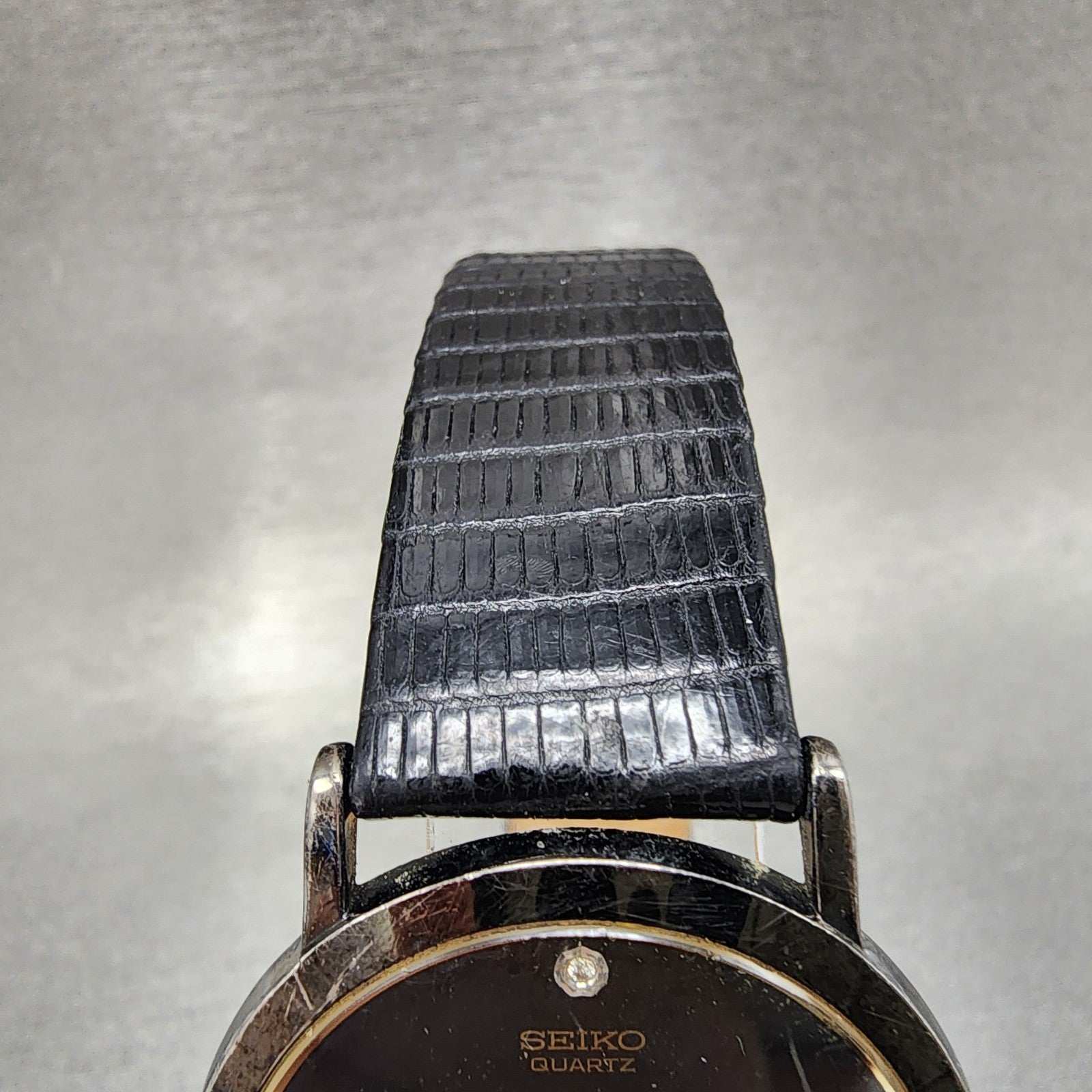 Seiko Watch Men 33mm Black Dial Black Tone Round Diamond Marker 7n008a49 PARTS5