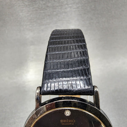 Seiko Watch Men 33mm Black Dial Black Tone Round Diamond Marker 7n008a49 PARTS5