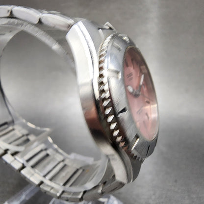 Casio Women Diver Watch Women 33mm Pink Dial Silver Tone Date LTD1035 New Batt3