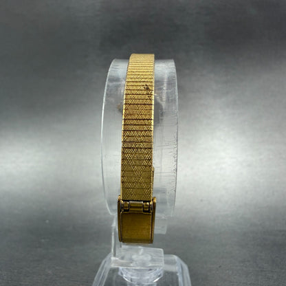 Waltham Watch Women 16mm White Dial Gold Tone Oval Diamond Bezel New Battery ABC7