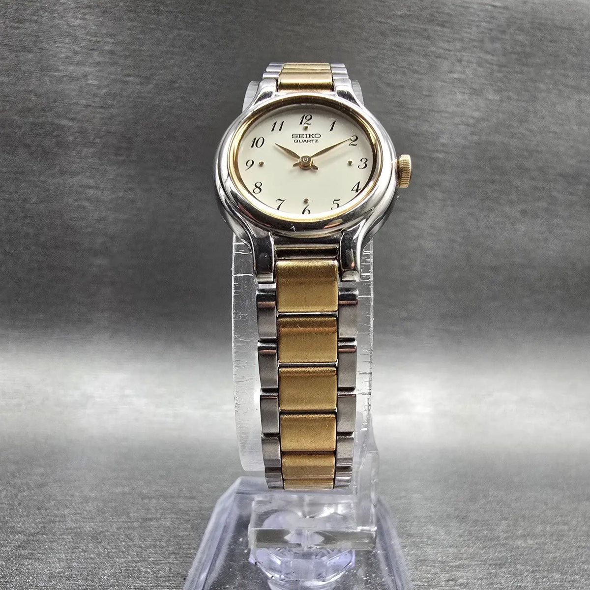 Seiko Watch Women 19mm Ivory Dial Two Tone Round 4N00-0051 New Battery Vintage5