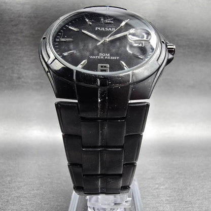 Seiko Pulsar Watch Men 38mm Black Dial Black Tone Date VX42-X266 New Battery5