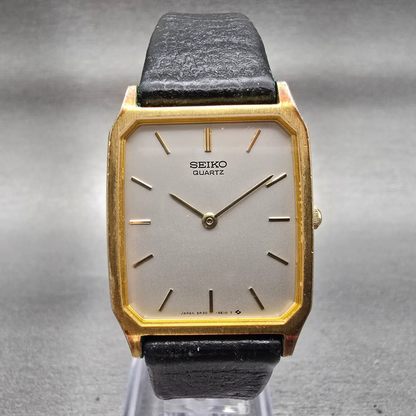 Seiko Watch Men 27mm Silver Dial Gold Tone Rectangle 5P30-5D30 New Battery VTG0
