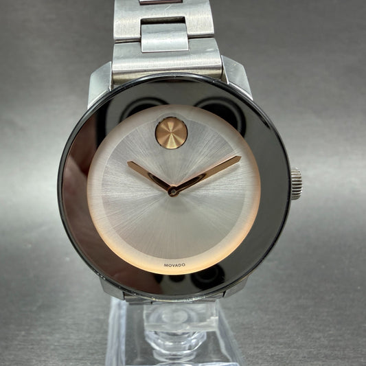 Movado Bold Watch Women 36mm Silver Dial Steel Round 3600084 New Battery0