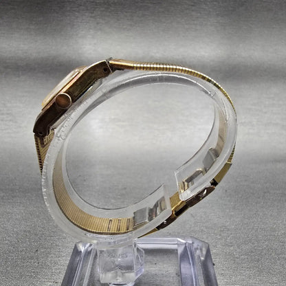 Seiko Watch Women 17mm Gold Dial Gold Tone Hexagon 1421-5590 New Battery Vintage6