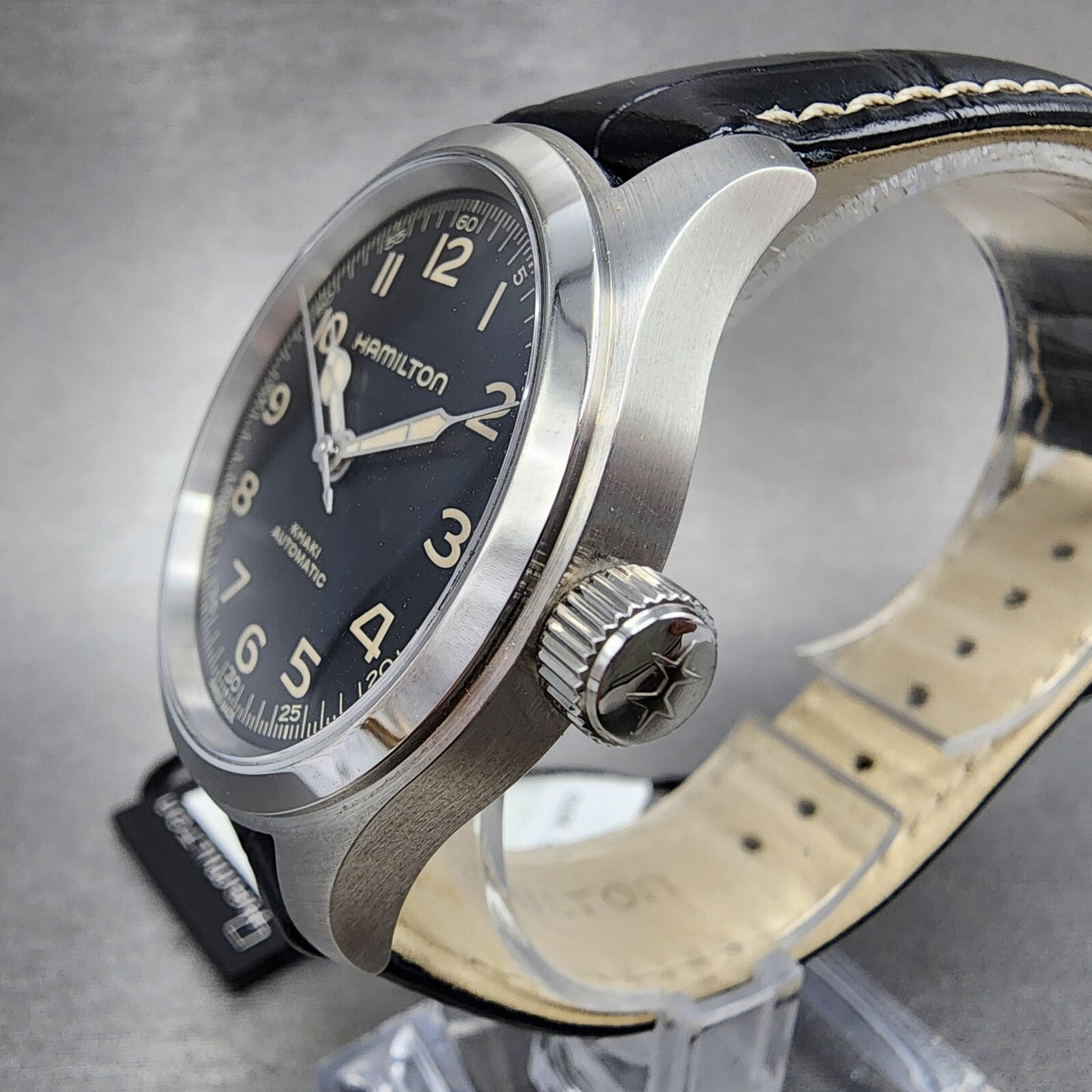 Hamilton Khaki Field Murph Watch Men 38mm Black Dial Steel Automatic H704057302