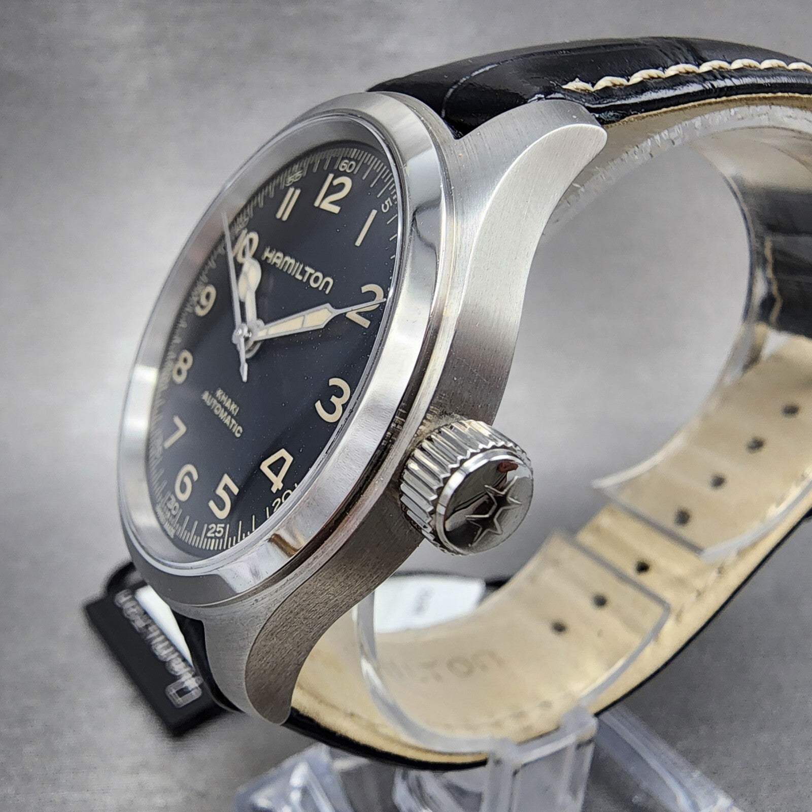 Hamilton Khaki Field Murph Watch Men 38mm Black Dial Steel Automatic H704057302