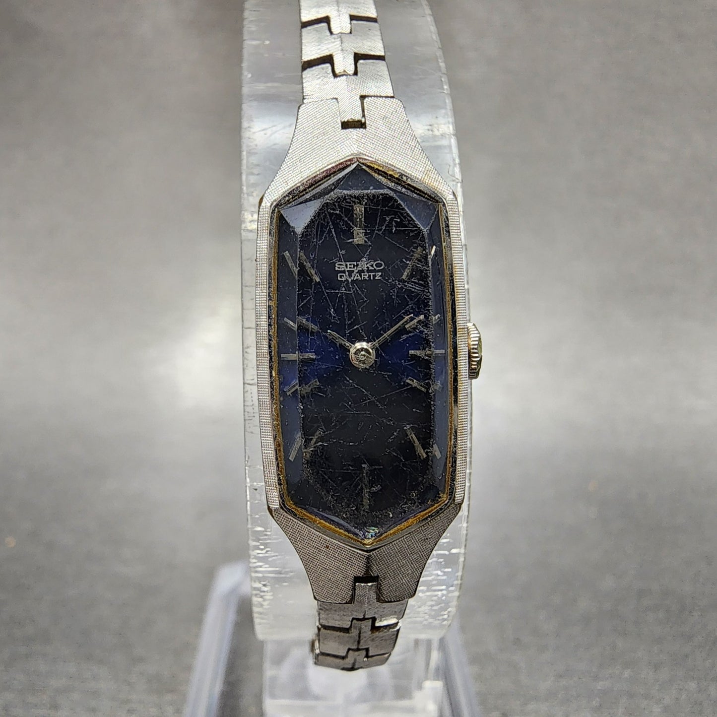 Seiko Watch Women 13mm Blue Dial Silver Tone 13205339 New Battery VTG0