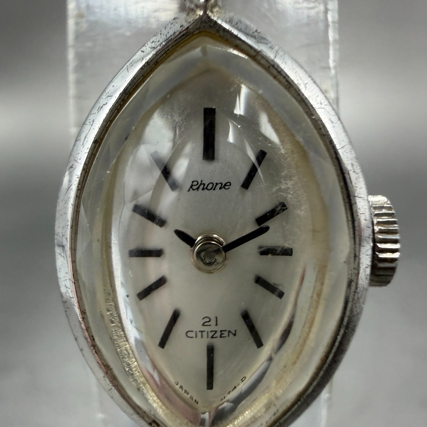 Citizen Rhone Watch Women 15mm Silver Dial Steel Oval Manual RH00-1102B Runs1
