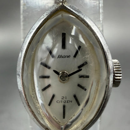 Citizen Rhone Watch Women 15mm Silver Dial Steel Oval Manual RH00-1102B Runs1
