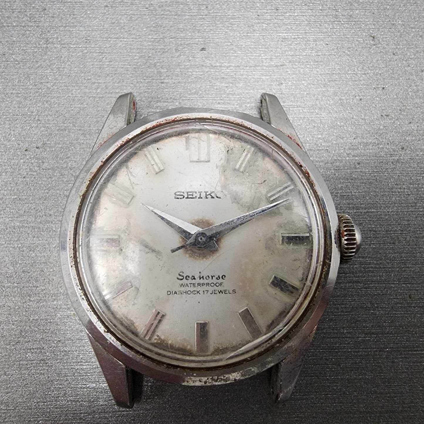 VTG Seiko Seahorse Watch Women 31mm White Dial Steel Round Manual Wind Runs0