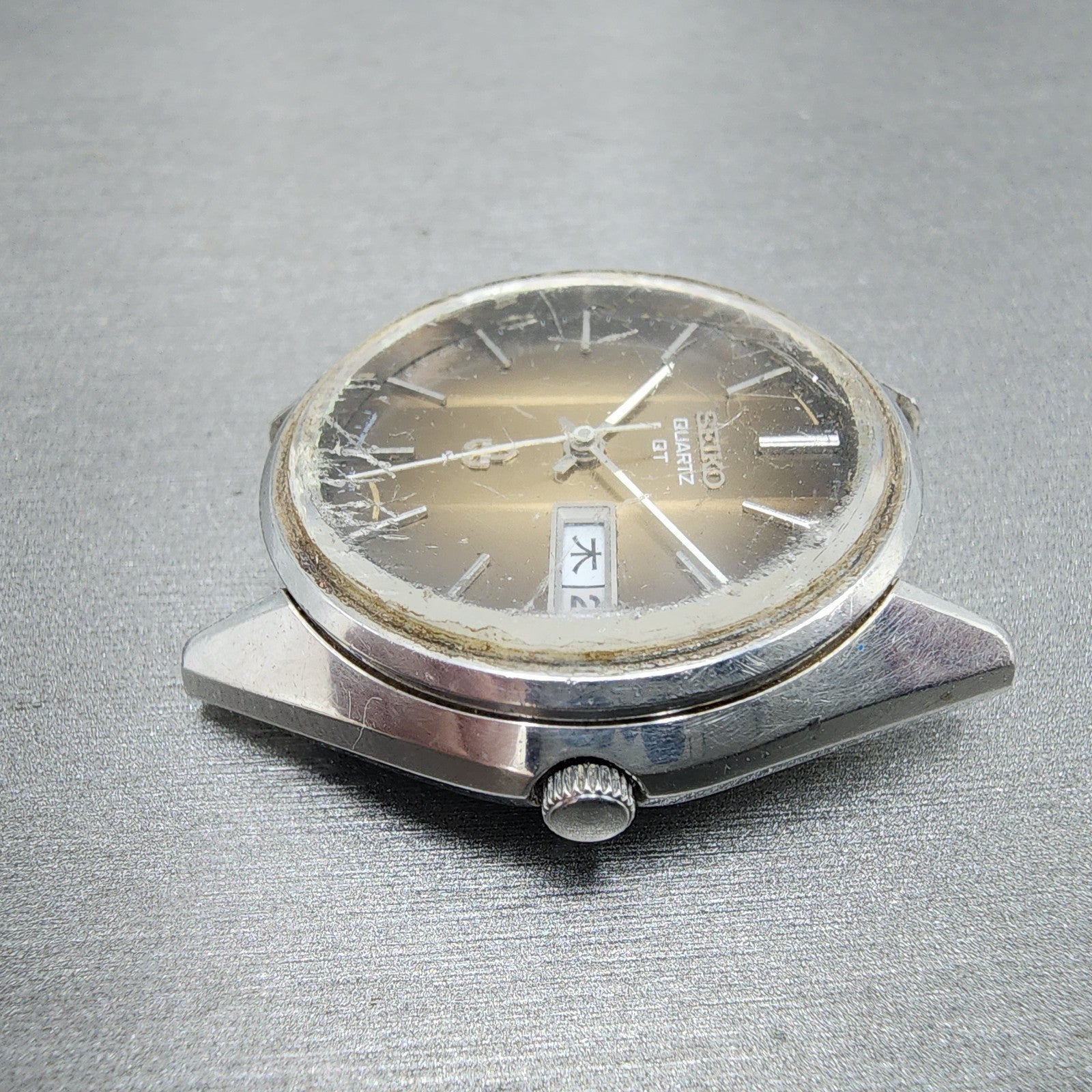 Seiko QT Watch Men 36mm Brown Dial Silver Tone Daydate 38037090 PARTS6